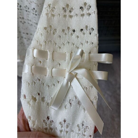 Simone Rocha Bow-detailed Scalloped Open-knit Sweater - Cream, $750 E22 - Picture 8 of 11